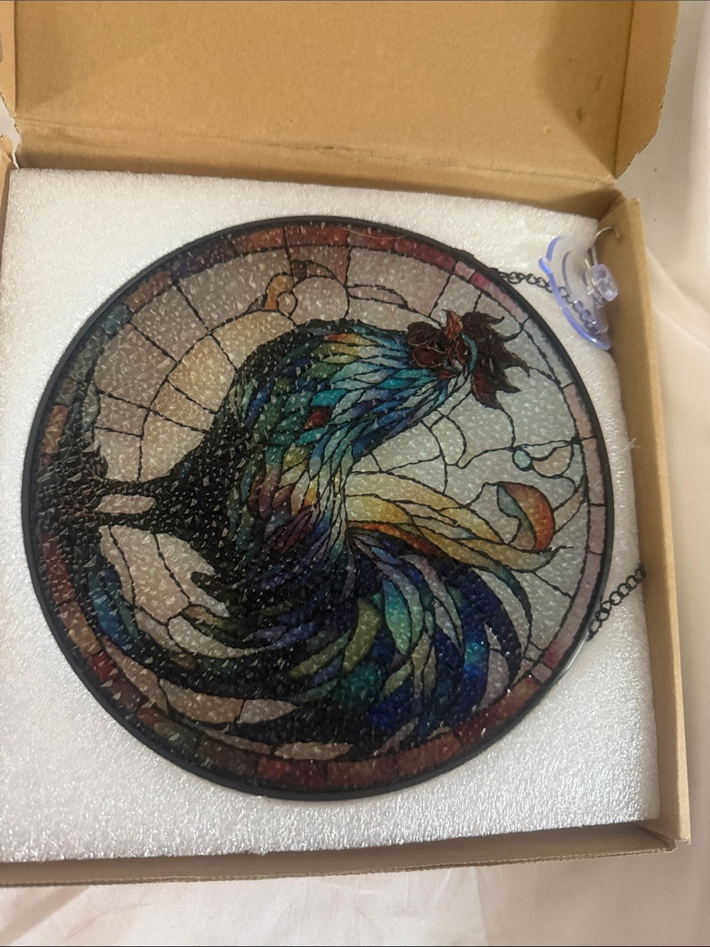 Stained Glass Rooster Suncatcher - Multicolor